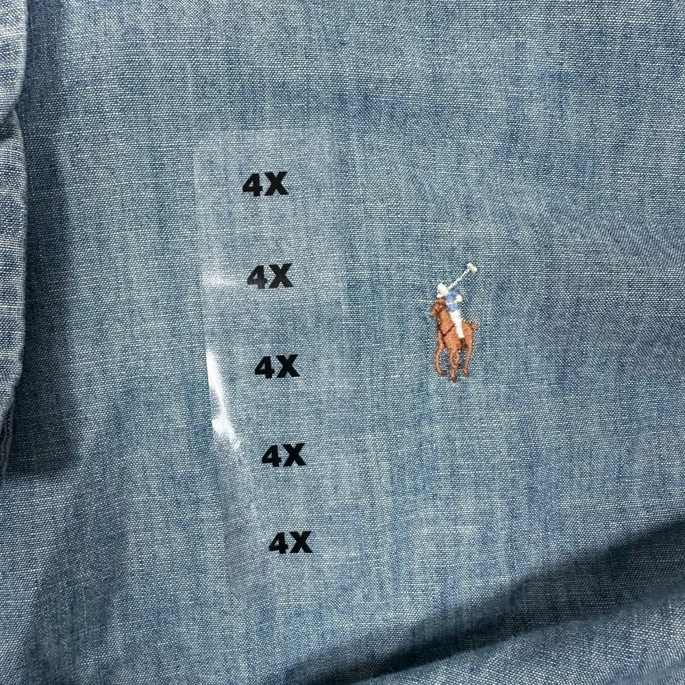 Polo Ralph Lauren Shirt Mens 4XB Blue Chambray Long Sleeve Button Down NEW